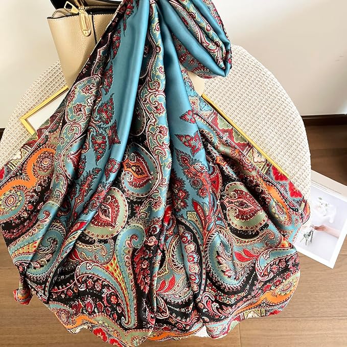 Long Silk Like Scarf Lightweight Satin Scarves Large Sunscreen Shawl Wrap for Women