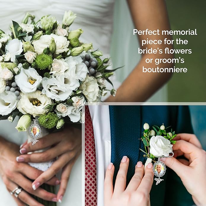 Wedding Boutonniere Oval Bouquet Charm Pin Hummingbird Photo Charm Mother of the Bride Groom with Photo Resizing Software