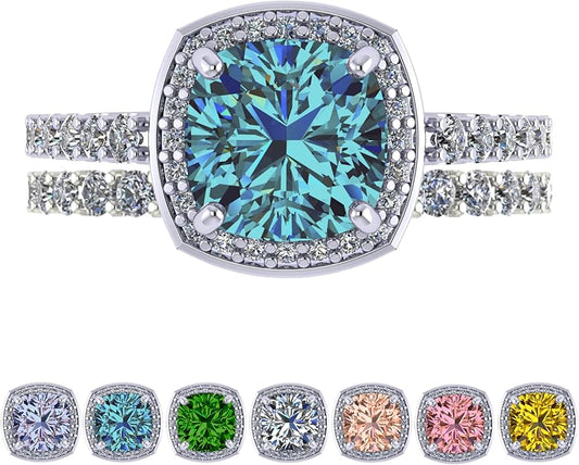 NANA Jewels Sterling Silver Engagement Rings for Women - Choose Simulated Morganite, Citrine, Aquamarine & More