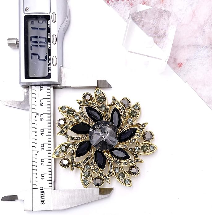 LAXPICOL Vintage Women's Austrian Crystal Elegant Flower Brooch Wedding Broach Pin
