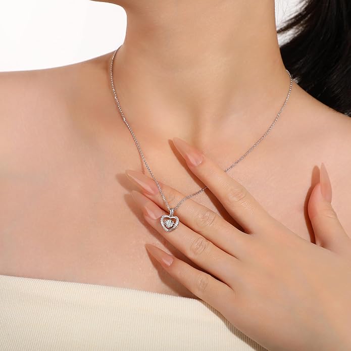 Sterling Silver Lab Grown Diamond Halo Pendant Necklace, Chain Included,ideal gift for anniversaries, birthdays, or any milestone celebration