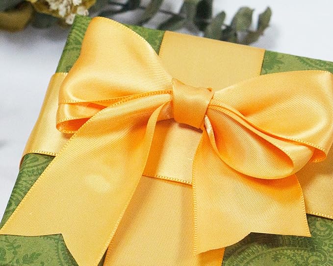 LEEQE Double Face Light Orange Satin Ribbon 1-1/2 inch X 50 Yards Polyester Light Orange Ribbon for Gift Wrapping Very Suitable for Weddings Party Hair Bow Invitation Decorations and More