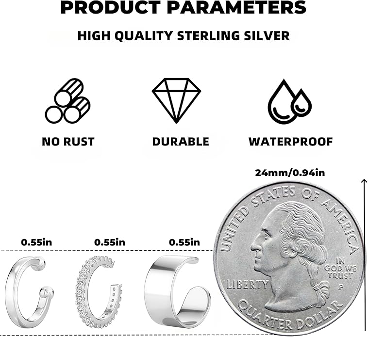 Gold Ear Cuffs Earrings for Women Non Piercing - Clip on Cartilage Earrings Dainty 14K Gold Sterling Silver Plated Cubic Zirconia Huggie Hoop Earring for Women No Tarnish Trendy Jewelry Set