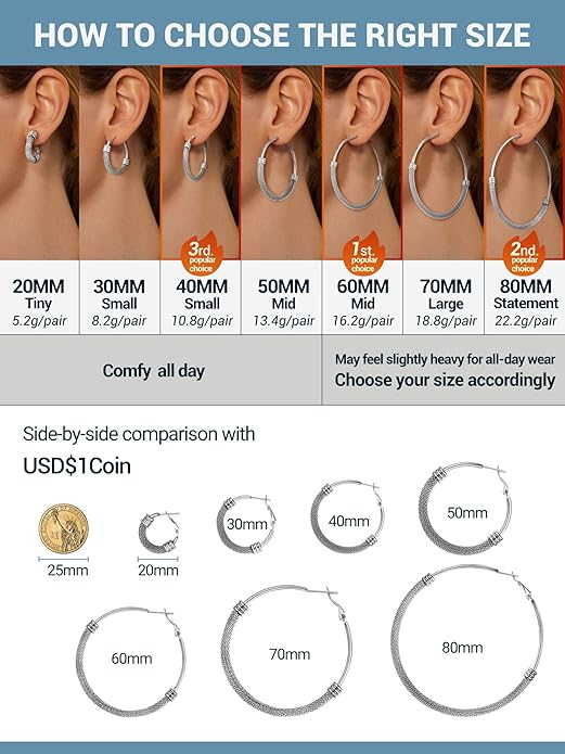 PROSTEEL 30/40/60/80/100mm Chunky Hoop Earrings For Women Gold Plated/Black Stainless Steel Hoops Earrings Statement Jewelry