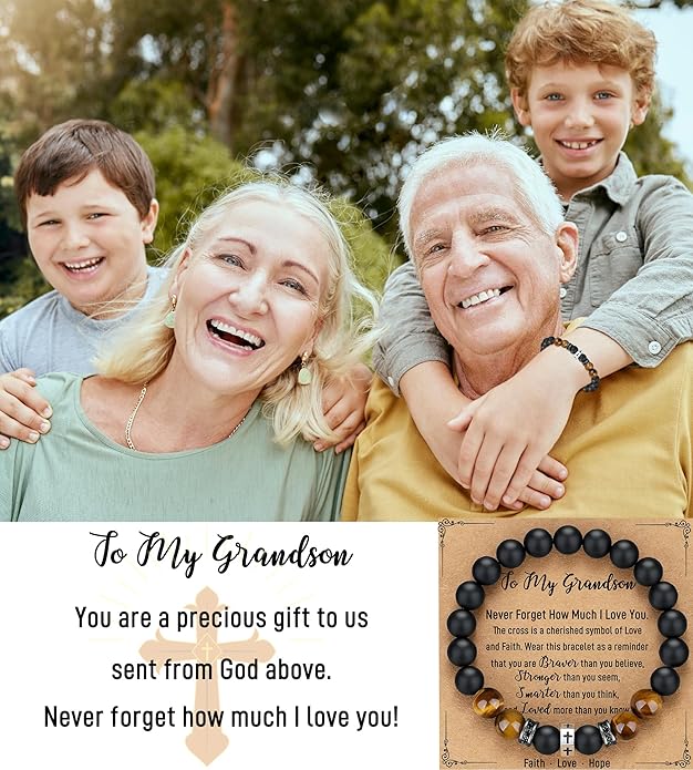 TONY & SANDY Cross Bracelet Men Cool Valentines Day Gifts for Him Teen Boys Son Grandson Nephew, Birthday Easter Christmas Gifts for Teen Boys Adults Men