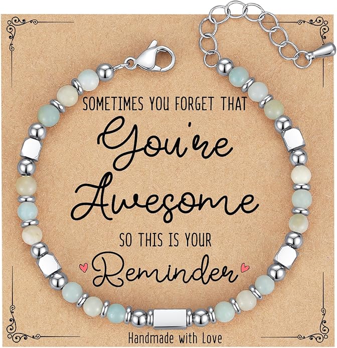 Tiny Gemstone Beaded Bracelets for Women Teen Girls, You are Awesome Jewelry Gifts for Women, Friends, Sister, Mom, Daughter...