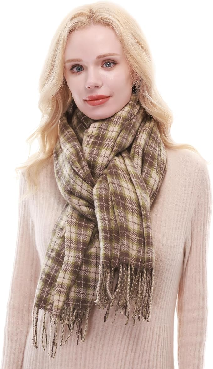 RIIQIICHY Plaid Scarf for Women Fall Winter Pashmina Scarves Wraps for Cold Weather Warm Large