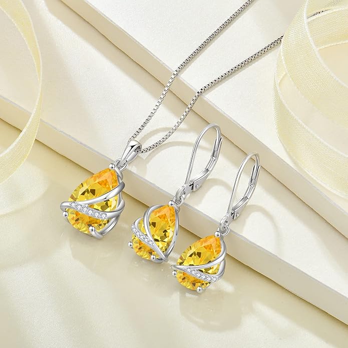 Birthstone Dangle Drop Earrings for Women 925 Sterling Silver Teardrop Leverback Earrings Jewelry Gifts for Wife Mother Her