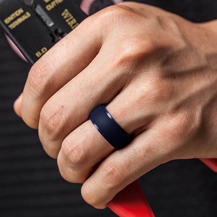 ThunderFit Men's Silicone Rings 10mm Wide 2.5mm Thick Rubber Bands, Breathable, Variety Multipack 1-10