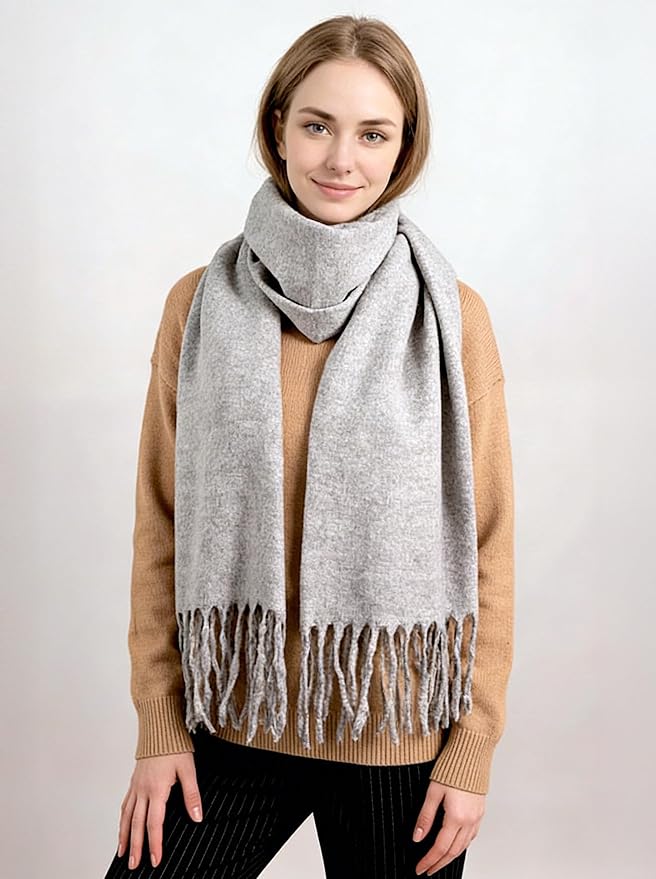 Achillea Warm Cashmere-Feel Winter Scarf – Thick Pashmina Shawl Wrap for Cold Weather