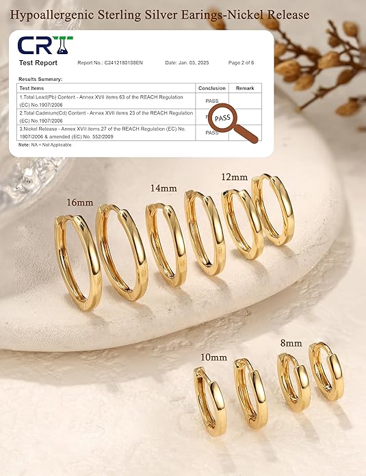 Kakonia 5 Pairs Small Sterling Silver Hoop Earrings Set for Women, 18k Gold Plated Huggie Hoop Earrings, Lightweight Hoop Earrings for Women Hypoallergenic, Cartilage Earring Sets for Multiple Piercing