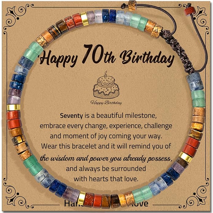30th 40th 50th 60th 70th 80th Birthday Gifts for Women, Natural Stone Bracelet Birthday Gifts for Mom Daughter Grandma Sister Friends Coworker