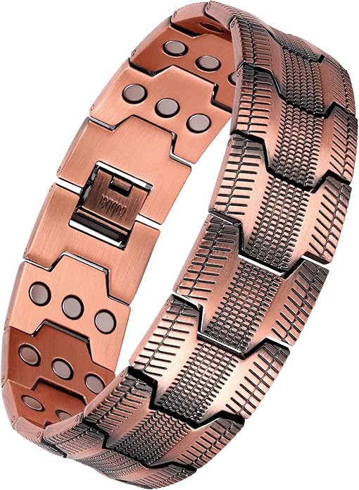 Feraco Copper Bracelet for Men 3X Strength,Magnetic Therapy Bracelet Copper Jewelry with Powerful 3800 Gauss Magnets,Premium Fold-Over Clasp