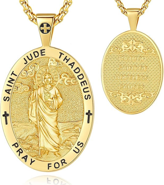 Vito 925 Sterling Silver Saint Necklaces for Women Men, St Michael/Crucifix/Caravaca/St Jude/Virgin Mary Pendant Patron Saint Amulet Medal Religion Jewelry Gift