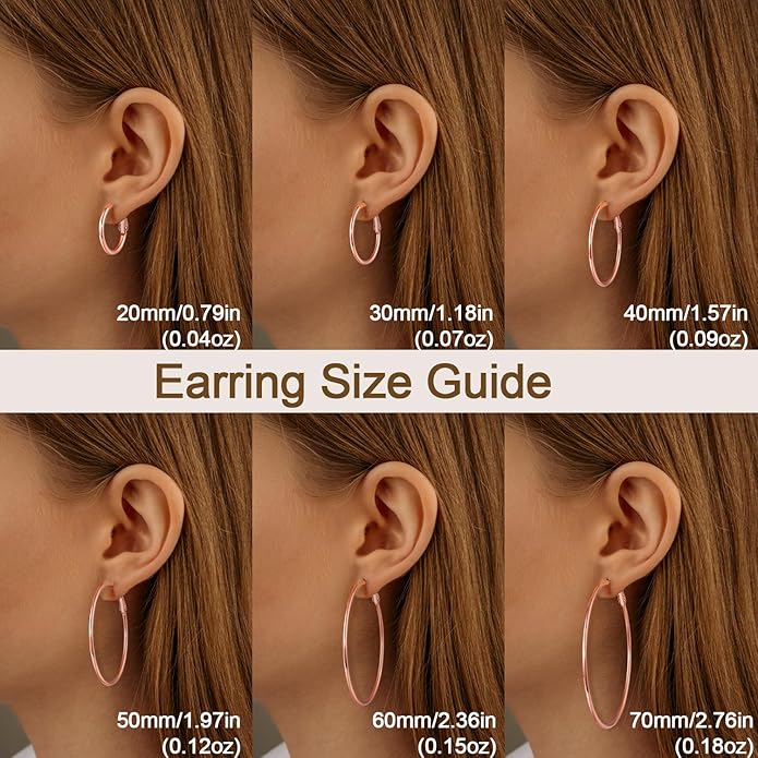 Jewlpire 14K Gold Plated 925 Sterling Sliver Post Hoop Earrings, 2MM Thick Hoop earrings Lightweight Large Hoop Earrings for Women Trendy 20/30/40/50/60/70mm