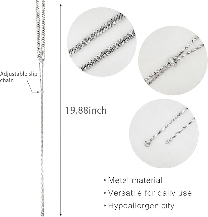 Irregular Y2k Long Y-shaped Necklace with Zircon Inlaid Sparkling Brick Tassel Pendant Double-Layer Chain High-end Fashion Accessory Women's