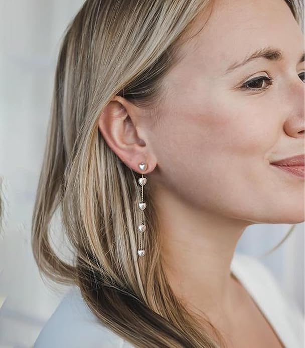 Long Pearl Earrings for Women 18K Gold Plated Hypoallergenic Lightweight Pearl Dangle Drop Earrings for Wedding Elegant Jewelry for Bridal Christmas Gift