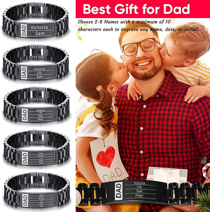 VNOX Masculine Watch Band Stainless Steel Link Bracelet Personalized Jewelry Gift for Men DAD Father Husband Boyfriend