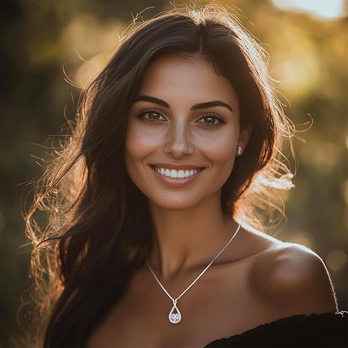 Infinity Heart 1-4 Carat Moissanite Necklace pendant for Women – Sterling Silver Pendant, Love Necklace Gift for Her, Anniversary Jewelry, Valentines Jewelry, Gift for Wife, Mom, or Girlfriend
