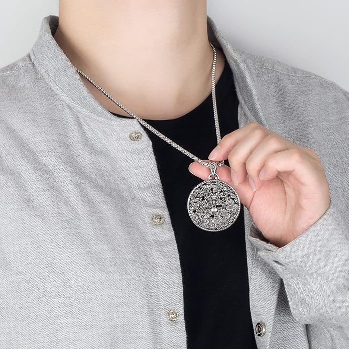 Dankadi Men 100% 925 Sterling Silver Necklace Vintage Design Dragon Pendant Silver Jewelry For Men Gift 18-28 Inch Box Chain- Italy