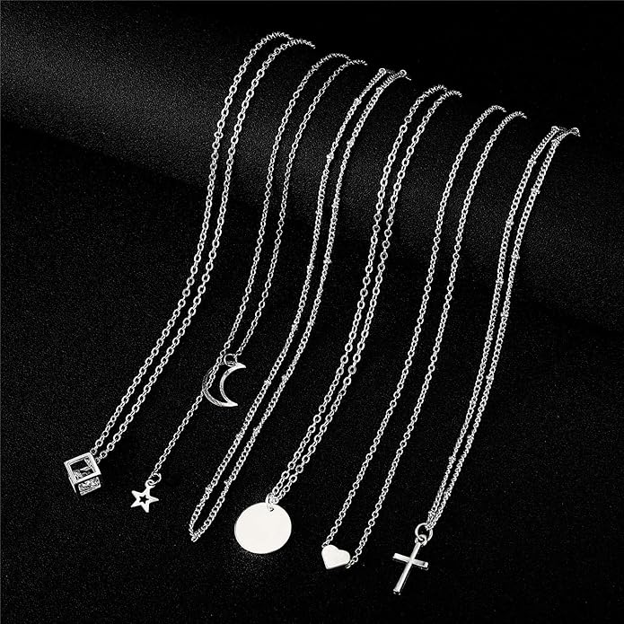 Starain 12Pcs Layered Choker Necklace Fashion Multilayer Chain Necklace Simple Gold Necklace Set for Women