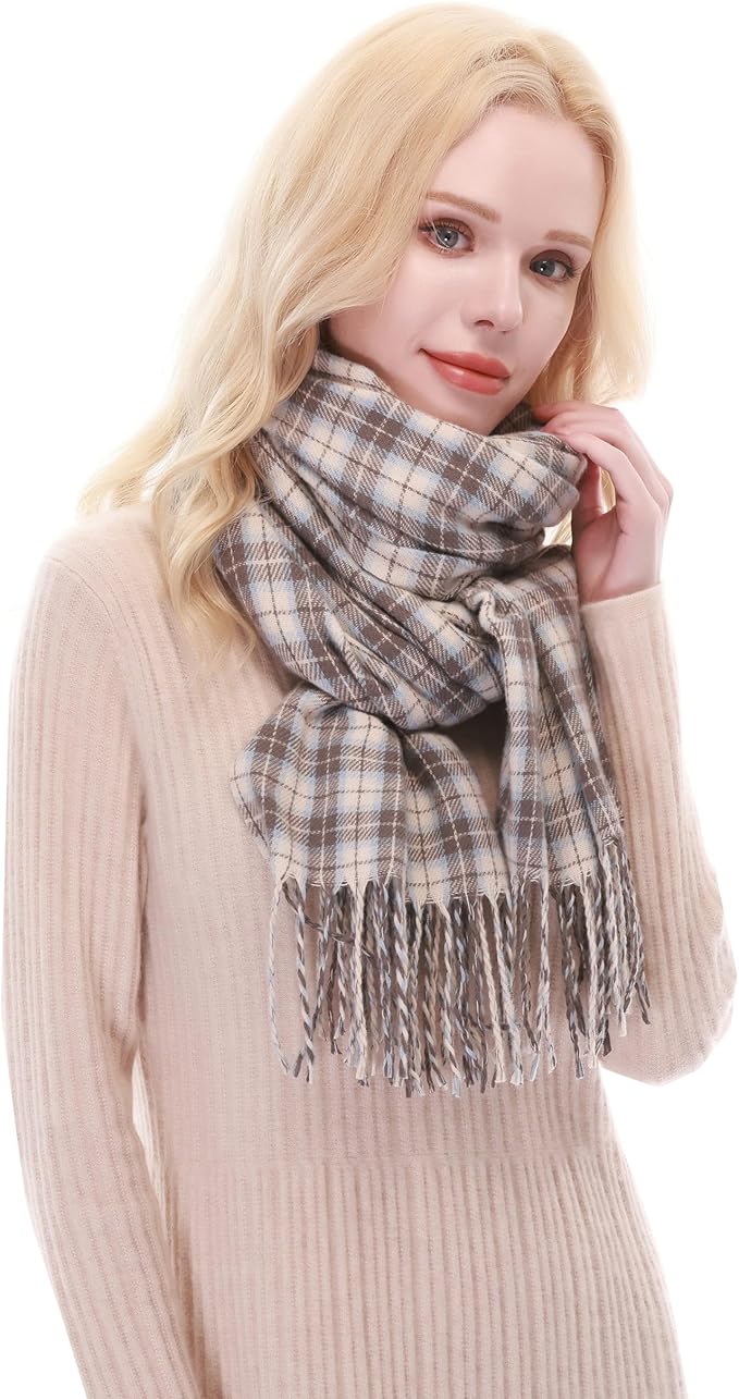 RIIQIICHY Plaid Scarf for Women Fall Winter Pashmina Scarves Wraps for Cold Weather Warm Large