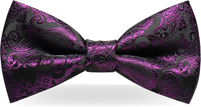 JEMYGINS Paisley Pre-tied Bow Tie and Pocket Square Cufflinks Lapel Pin Sets for Men 4PCS