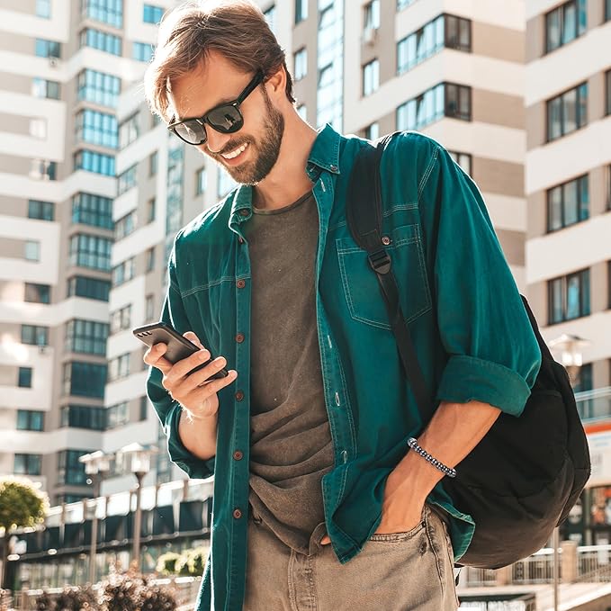 Seyaa Hematite Bracelet Natural Stone Beaded Stretch Bracelets Gifts for Men Bracelet