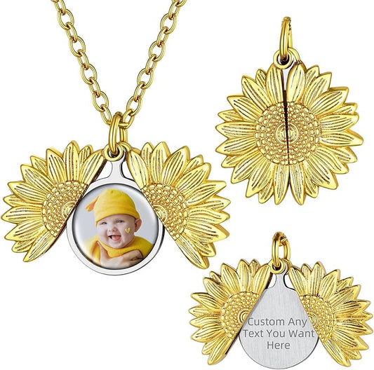 Supcare Locket Necklace That Holds Pictures-Engraved Photo Pendant Custom Jewellery Gifts for Men Women (with Jewellery Gift Box)