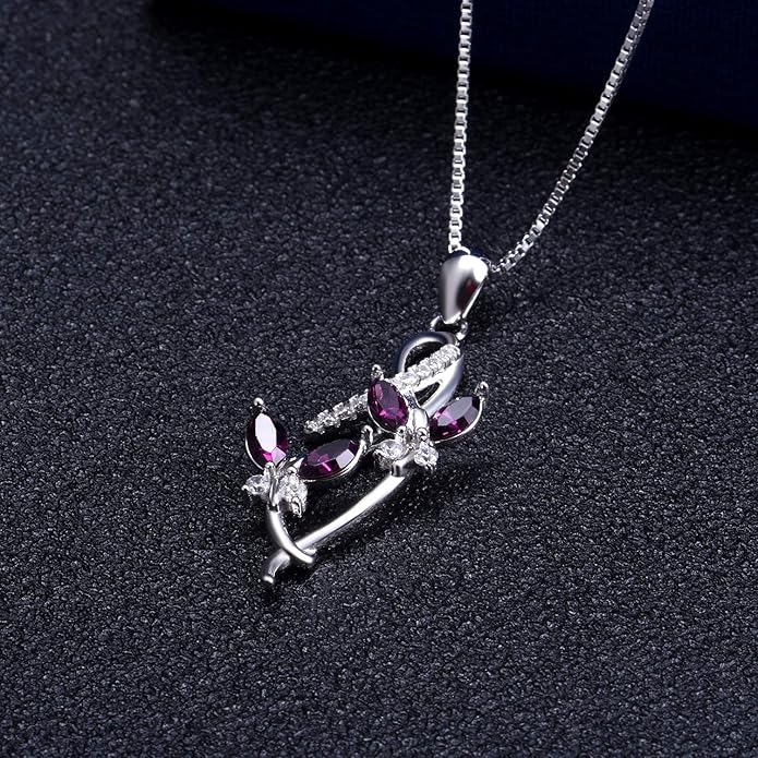 AOBOCO 925 Sterling Silver Infinity Butterfly Pendant Necklace with Birthstone Crystal from Austria, Anniversary Jewelry Gifts for Women