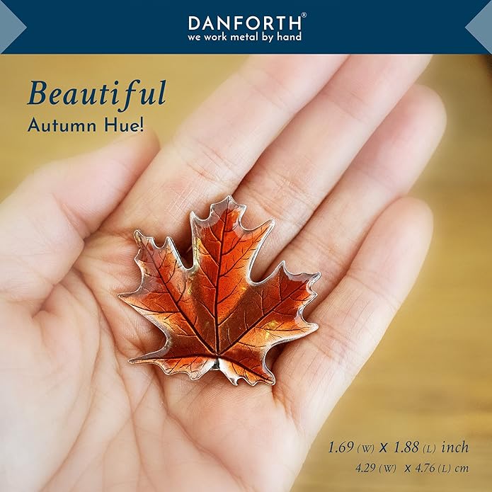 Danforth - Maple Leaf Fall/Autumn Brooch Pin, Pewter, 1 3/4 Inches, Handcrafted, Made In USA
