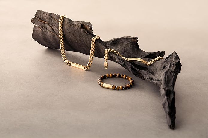 Tommy Hilfiger Men's Jewelry Clash Collection - Perfect for Any Occasion - Gold Plated Bracelet and Necklace