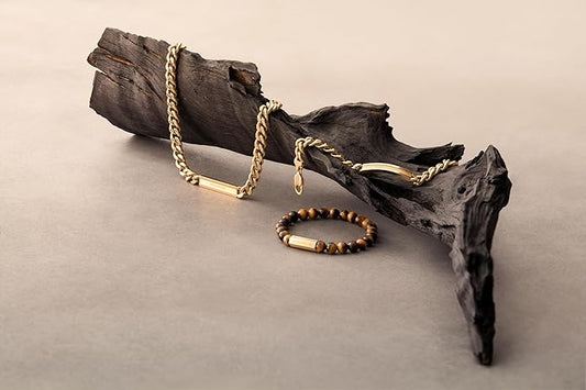Tommy Hilfiger Men's Jewelry Clash Collection - Perfect for Any Occasion - Gold Plated Bracelet and Necklace