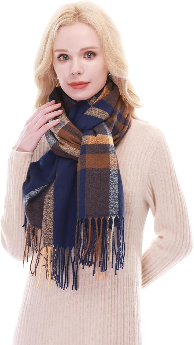 RIIQIICHY Plaid Scarf for Women Fall Winter Pashmina Scarves Wraps for Cold Weather Warm Large