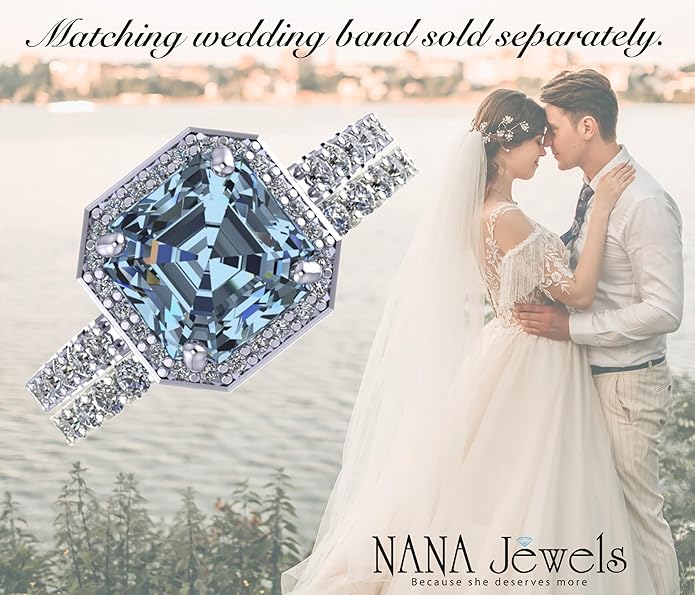 NANA Jewels Sterling Silver Engagement Rings for Women - Choose Simulated Morganite, Citrine, Aquamarine & More