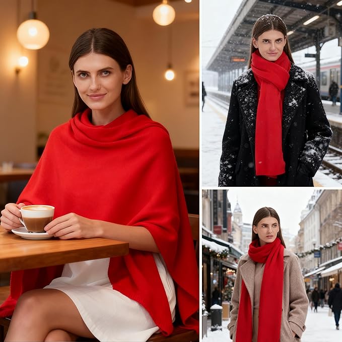 Erdenech Luxury Cashmere Wool Blend Wrap for Women, All-Season Travel Wrap Shawl, Extra Large Blanket Shawl Scarf Pashmina