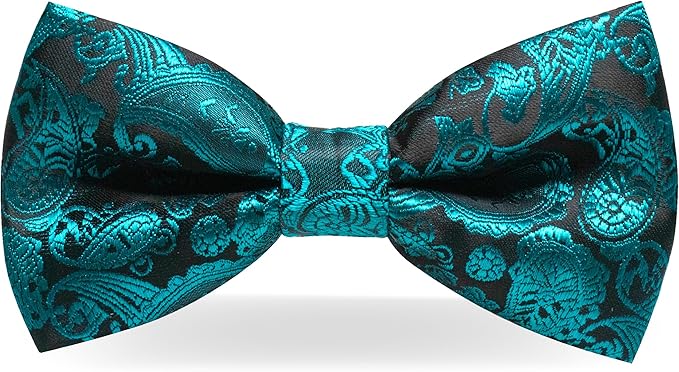 JEMYGINS Paisley Pre-tied Bow Tie and Pocket Square Cufflinks Lapel Pin Sets for Men 4PCS