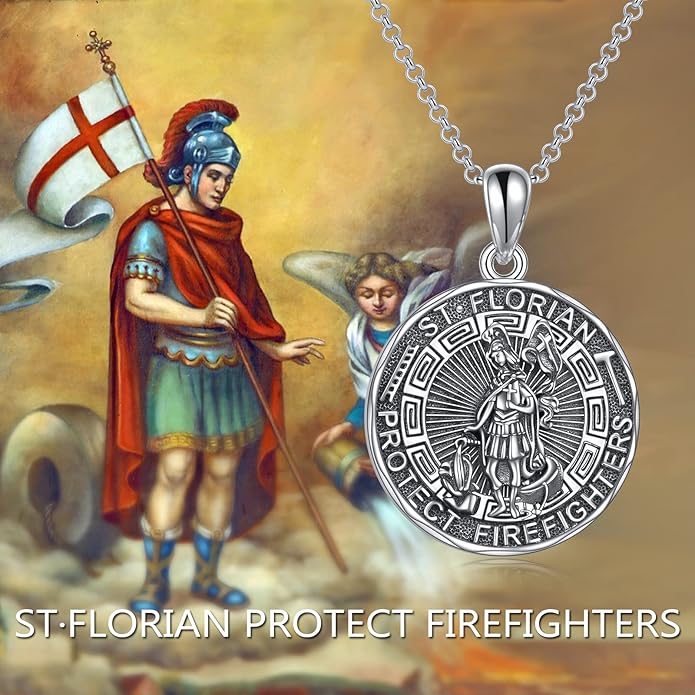 YFN Patron Saint Necklace Sterling Silver Amulet Medal Pendant Religious Protector Jewelry Gifts for Women Men