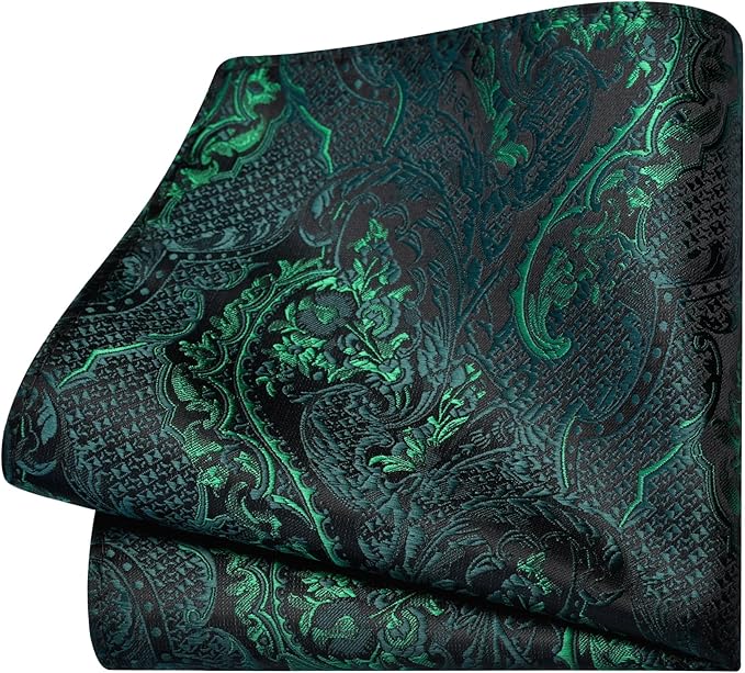 GUSLESON 8cm Paisley Tie Set for Men Necktie Lapel Pin Pocket Square Cufflinks Set for Men