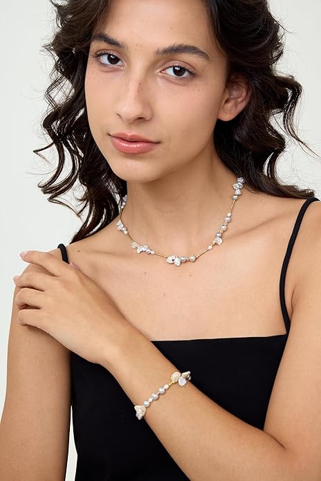 JOLI Real Pearl Necklace for Women with AAA+ Quality Round White Freshwater Genuine Cultured Pearls S925 Sterling Silver Adjustable Design Handmade Pearl Gifts