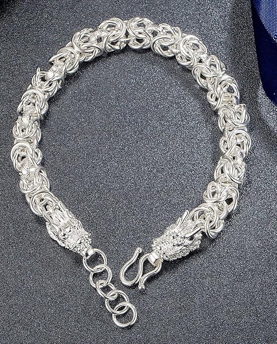 Italian Handmade Sterling Silver Mens Bracelets | Solid S925 Chain Bracelets for Men | Men's Silver Bracelet Gift for Dad, Boyfriend, Son, My Man