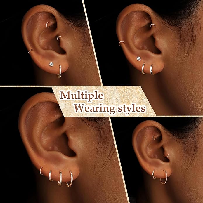 MOODEAR Valentines Day Gifts for Her 925 Sterling Silver Hoop Earrings - Small Huggie Earrings for Women, Hypoallergenic Trendy Cartilage Silver Earrings, Lightweight Jewelry