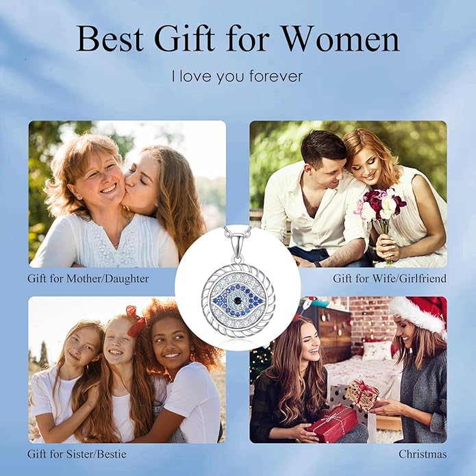AENEAS Evil Eye Necklace for Women 925 Sterling Silver Necklace Ojo Turco Trendy Jewelry Gifts for Women Wife