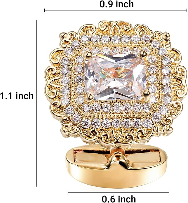 HAWSON Cufflinks for Men, Gold Diamond Crystal Cufflinks for Groom Husband Personalized Gifts, Mens Formal Wedding Business Cufflinks, Luxurious Gorgeous Cuff Links French Shirt Accessories
