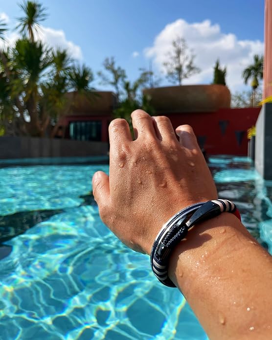 Handmade Minimalist Cuff Bracelet with Lucky Nautical Rope Inlaid Stainless Steel Cuff Unique and Stylish Bangle For Men And Women