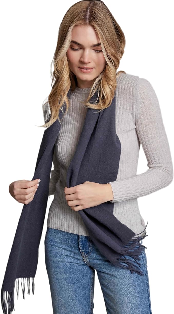 Alashan Cashmere Ultra-Fine Merino Wool and Cashmere Blend Woven Scarf -Luxe fabric-Lightweight- 72" x 12"