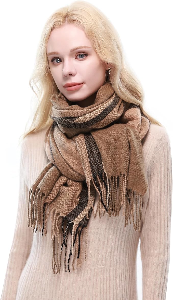 RIIQIICHY Plaid Scarf for Women Fall Winter Pashmina Scarves Wraps for Cold Weather Warm Large