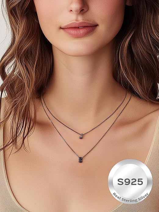 ChicSilver 925 Sterling Silver Initial Necklace for Women Dainty Letter Jewelry Personalized Gift