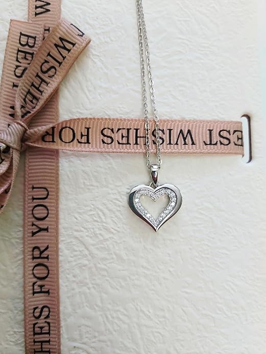 925 Sterling Silver Heart Pendant Necklace for Women – Dainty Love Pendant, Elegant Minimalist Jewelry Gift for Her, Valentine’s Day, Birthday or Anniversary, 20” Chain, Romantic Silver Charm