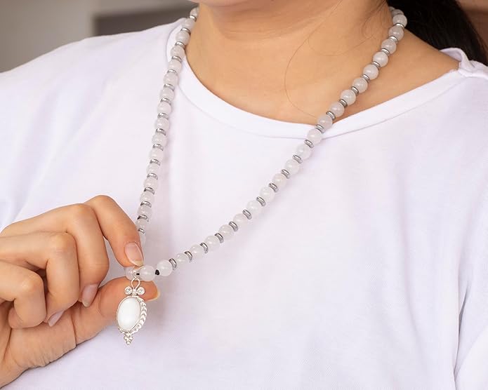 Natural Carnelian Agate Silver Pendant, Genuine Black Onyx Beaded Necklace, Gemstone Strong Necklace, 18x13 Cabachon, Fashion Dainty Jewelry, Healing Crystal Chakra Necklace, Minimalist Necklace